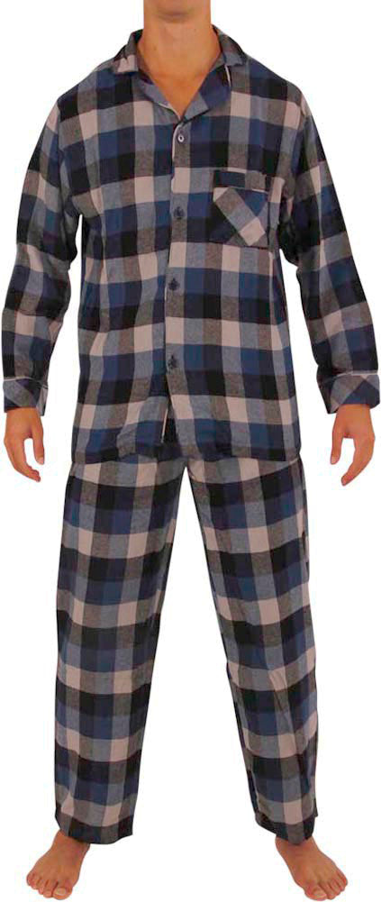 Norty Mens Cotton Poly Blend Yarn Flannel Pajama Lounge Sleep Sets