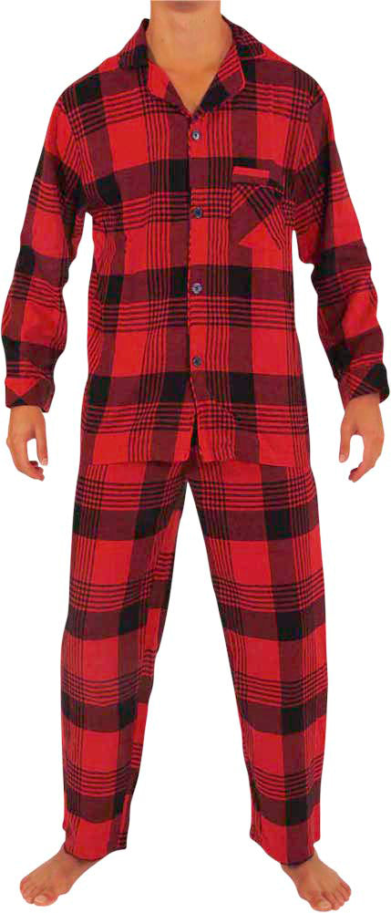 Norty Mens Cotton Poly Blend Yarn Flannel Pajama Lounge Sleep Sets