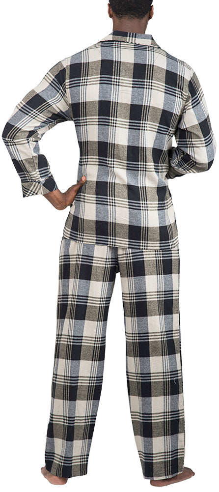 Norty Mens Cotton Poly Blend Yarn Flannel Pajama Lounge Sleep Sets