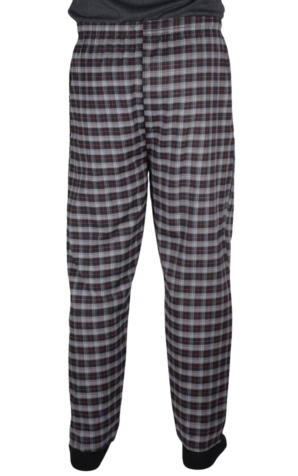 2 Pack Mens Pyjama Bottoms Cotton Check Woven Nightwear Check Lounge Pants