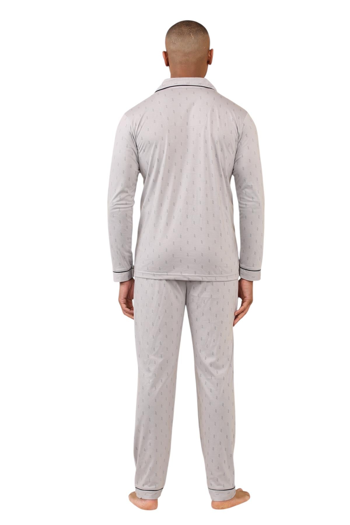 Mens Classic Assorted Long Sleeve Pyjama Set Soft Touch Button Up Nightwear