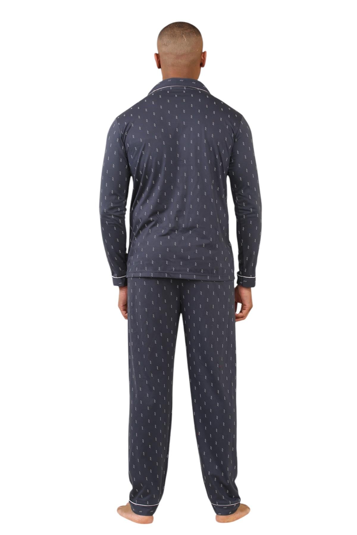 Mens Classic Assorted Long Sleeve Pyjama Set Soft Touch Button Up Nightwear