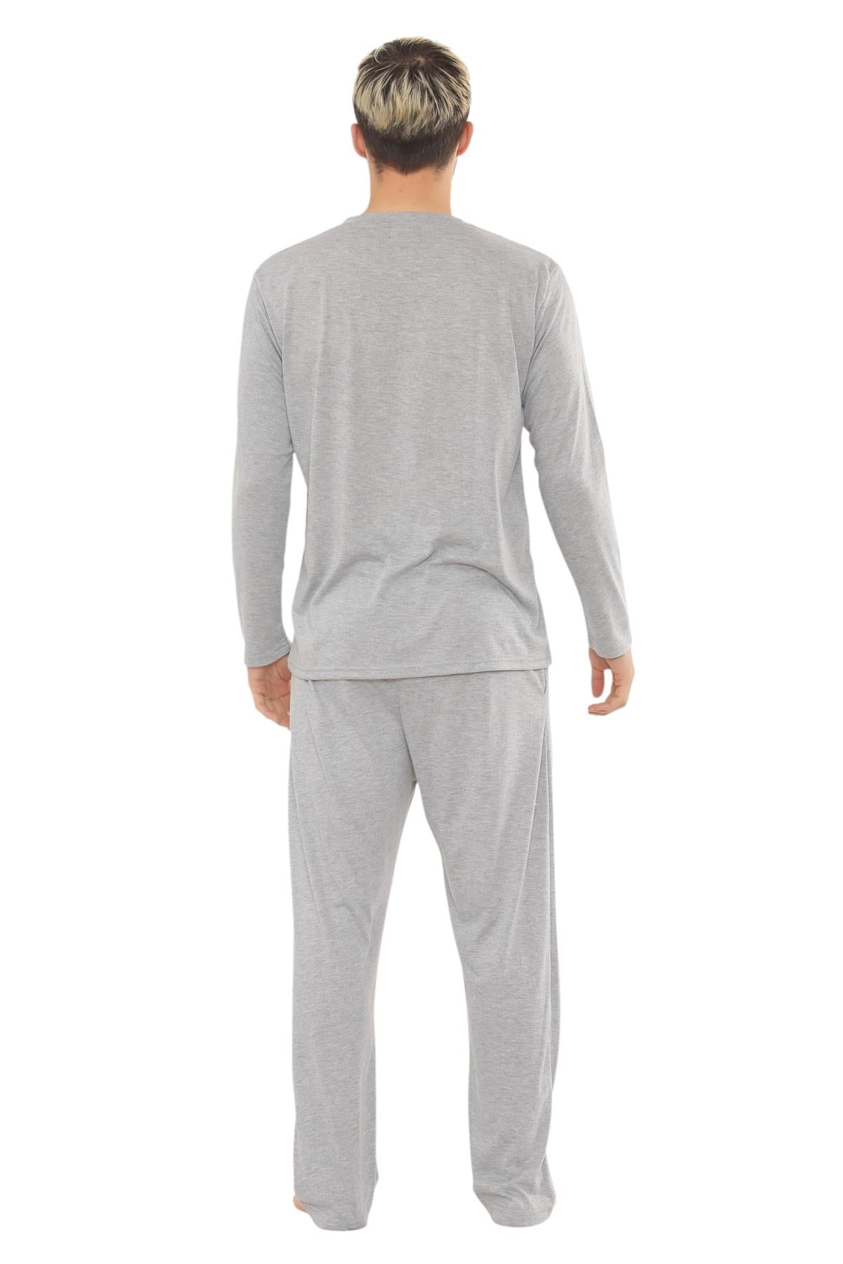 Mens Jersey Pyjama Set Long Sleeve Lounge Sleepwear Loungewear M to XXL