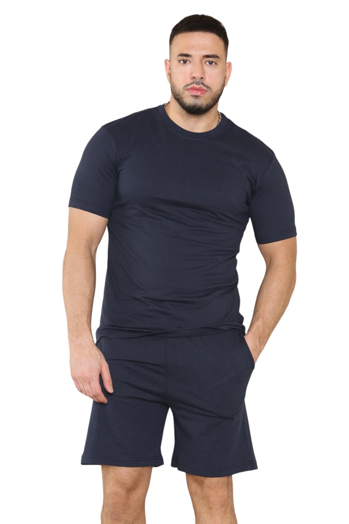 Mens Pyjamas Shorts Set Short Sleeve Nightwear Pjs Loungewear Cotton Size S-XL