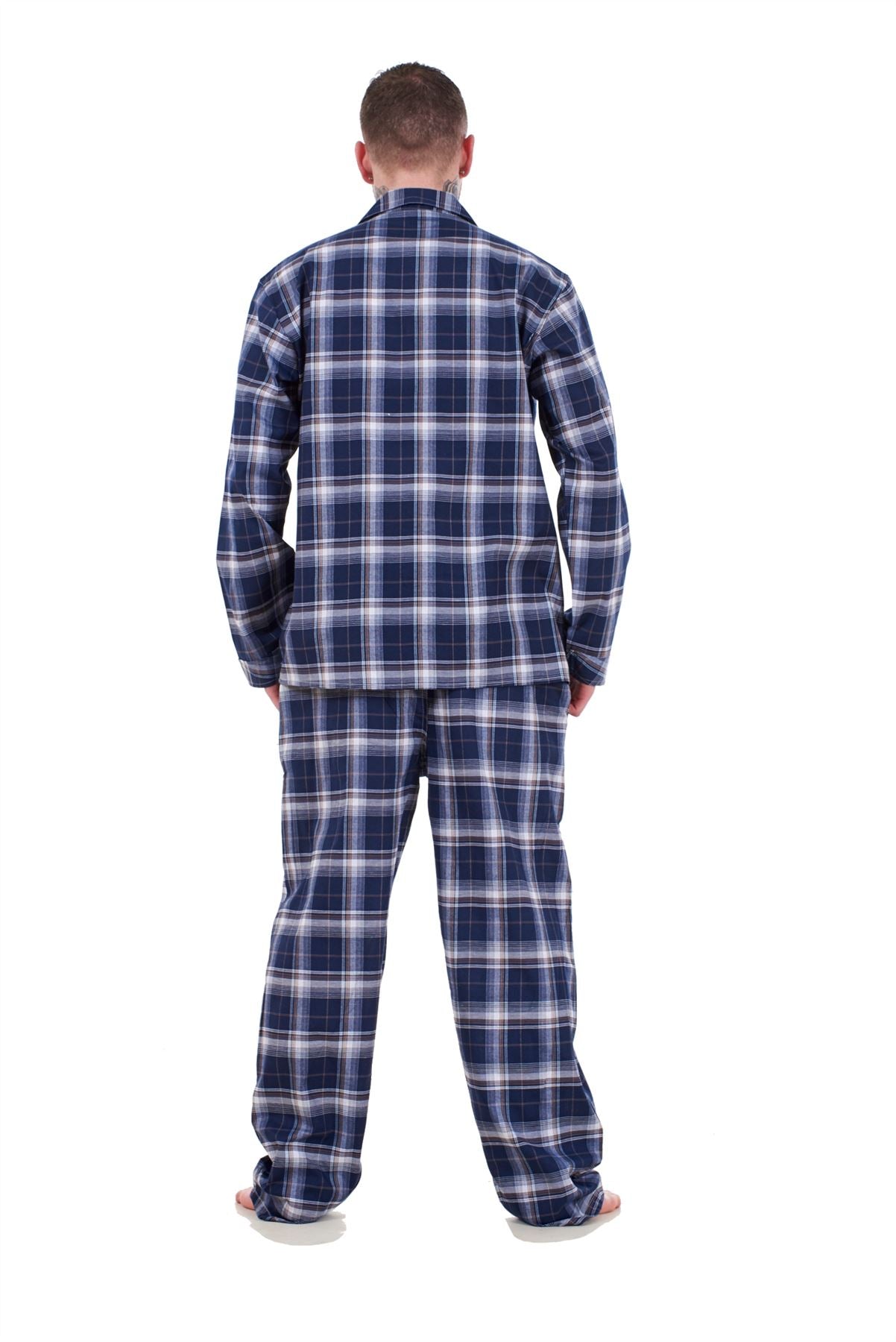 Mens Pyjama Set Yarn Dyed Woven Check Cotton Blend Loungewear Regular Big Size
