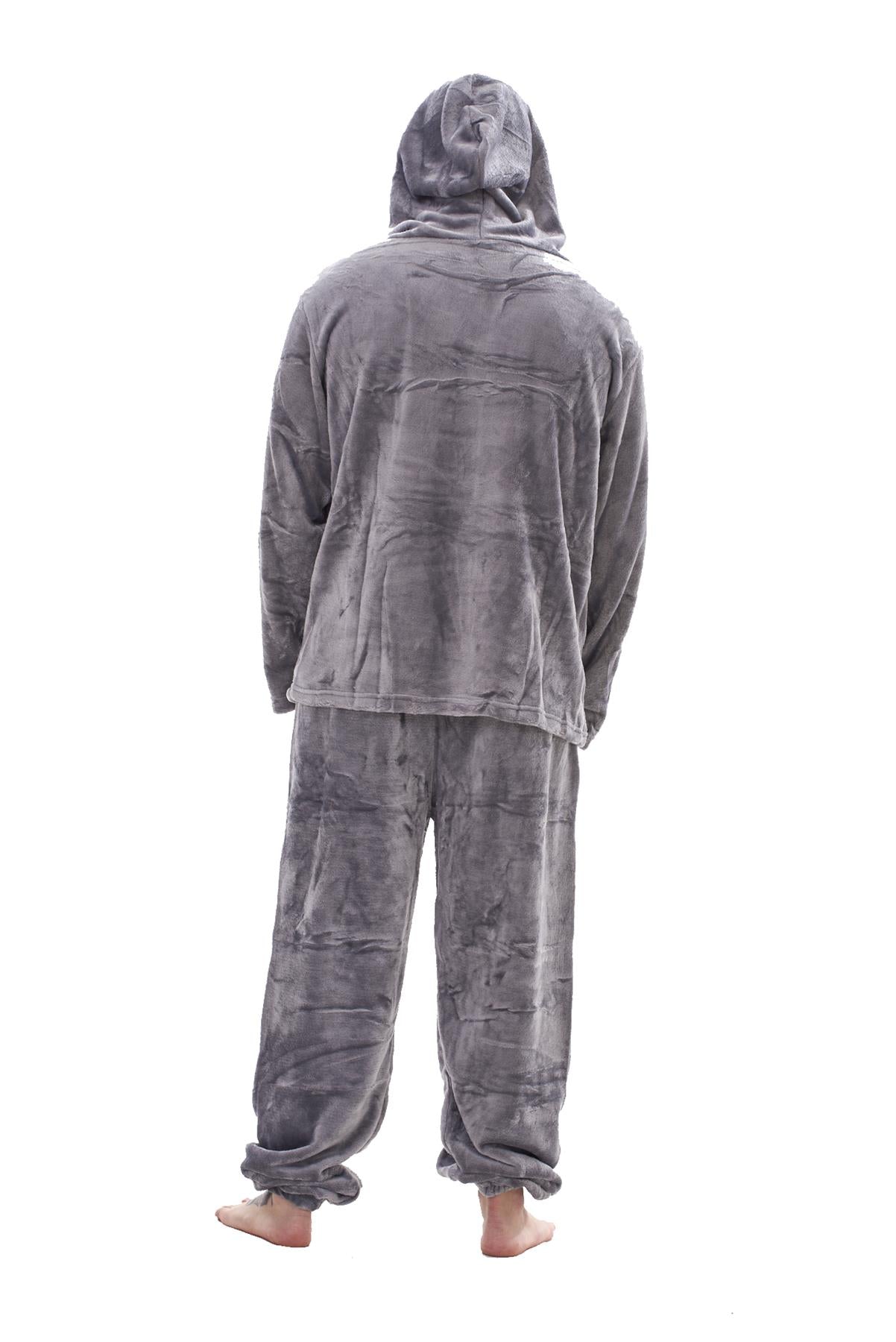 Mens Fleece Flannel Pyjama Set Hooded Warm Winter Loungewear M to XXL