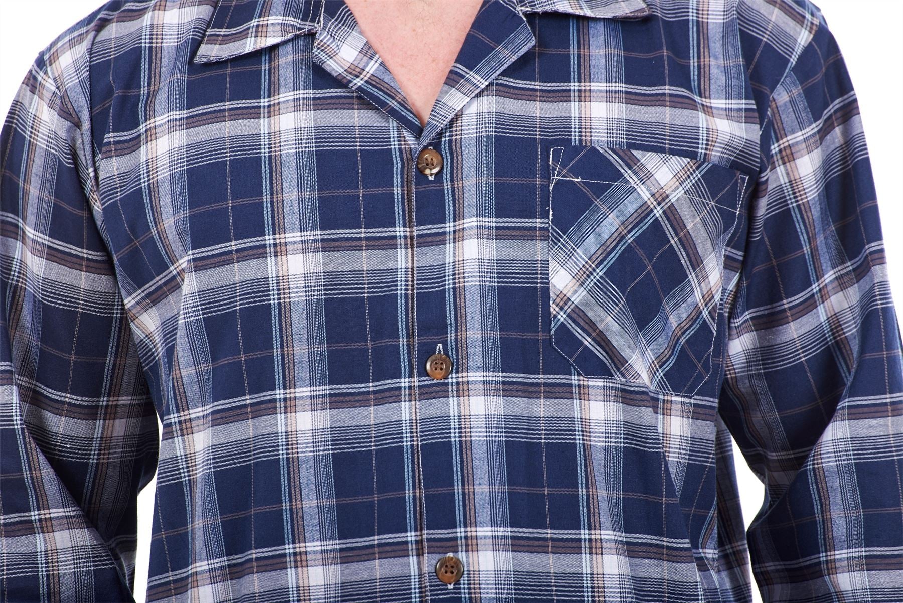 Mens Pyjama Set Yarn Dyed Woven Check Cotton Blend Loungewear Regular Big Size