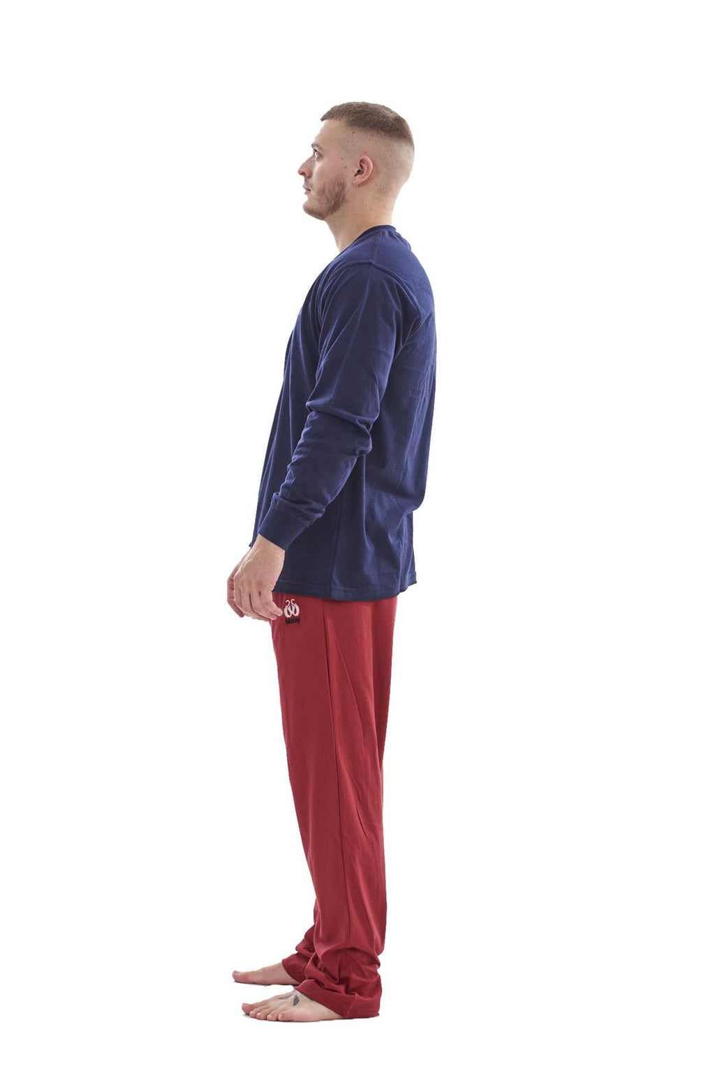 Mens Pyjama Set Cotton Jersey Henley Top Loungewear Lightweight Nightwear M-XXL