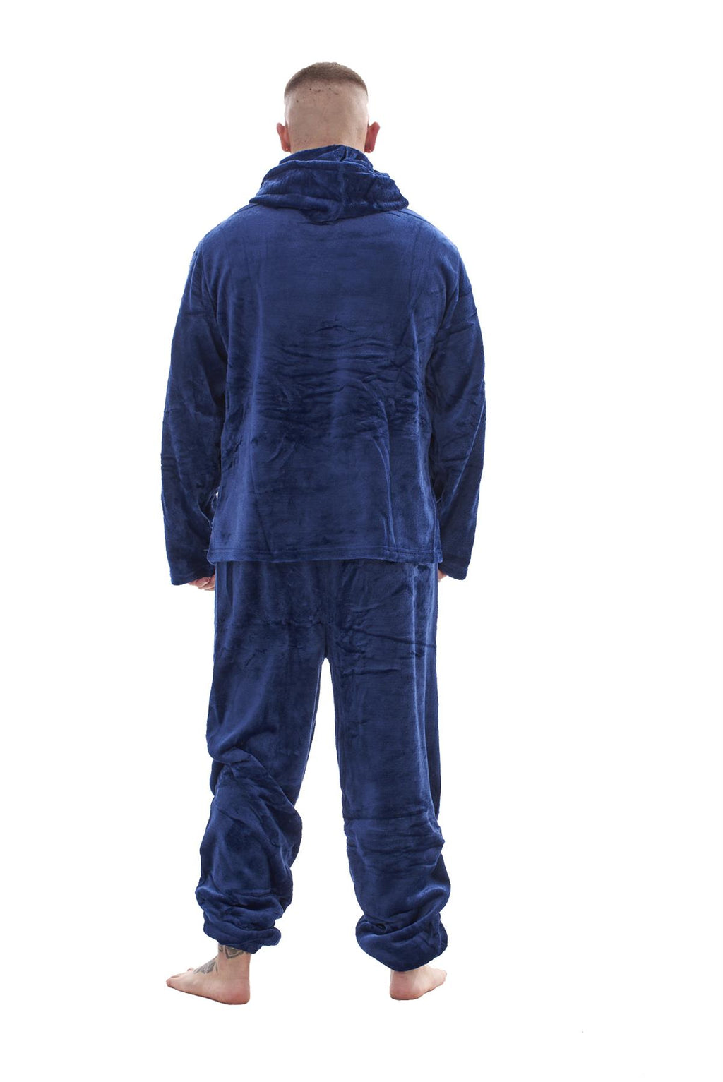 Mens Fleece Flannel Pyjama Set Hooded Warm Winter Loungewear M to XXL