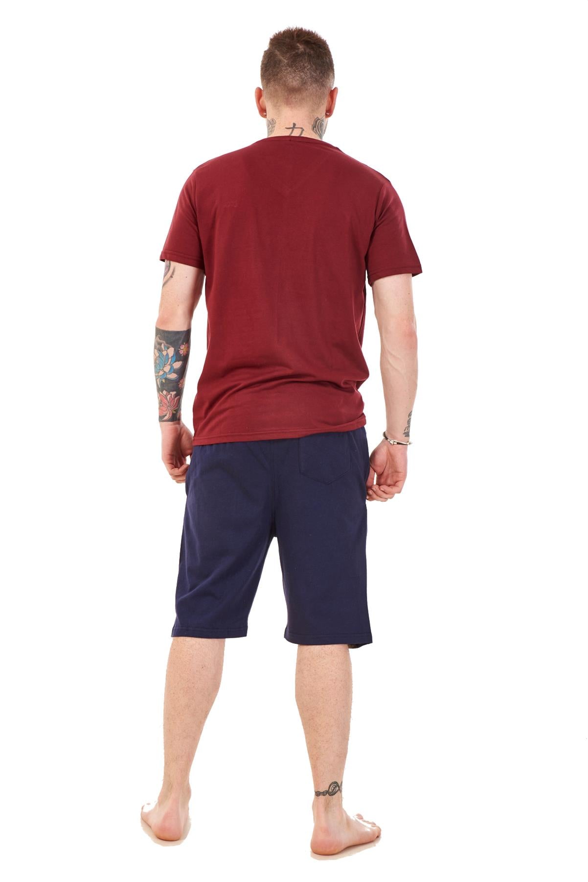 Mens Summer V-Neck T-Shirt & Shorts Set Lounge Gym Casual Tracksuit Outfit