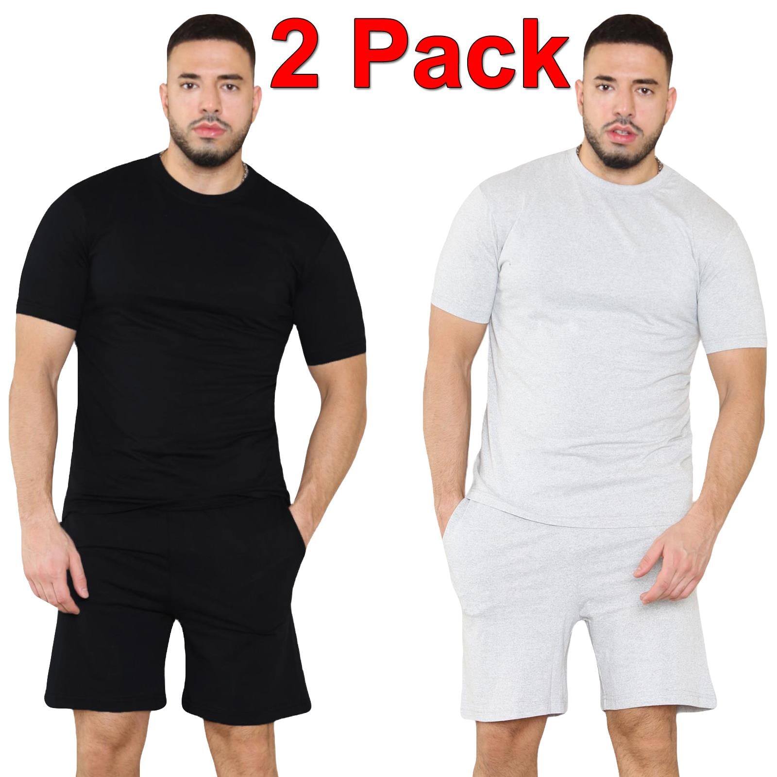 Mens Pyjamas Shorts Set Short Sleeve Nightwear Pjs Loungewear Cotton Size S-XL