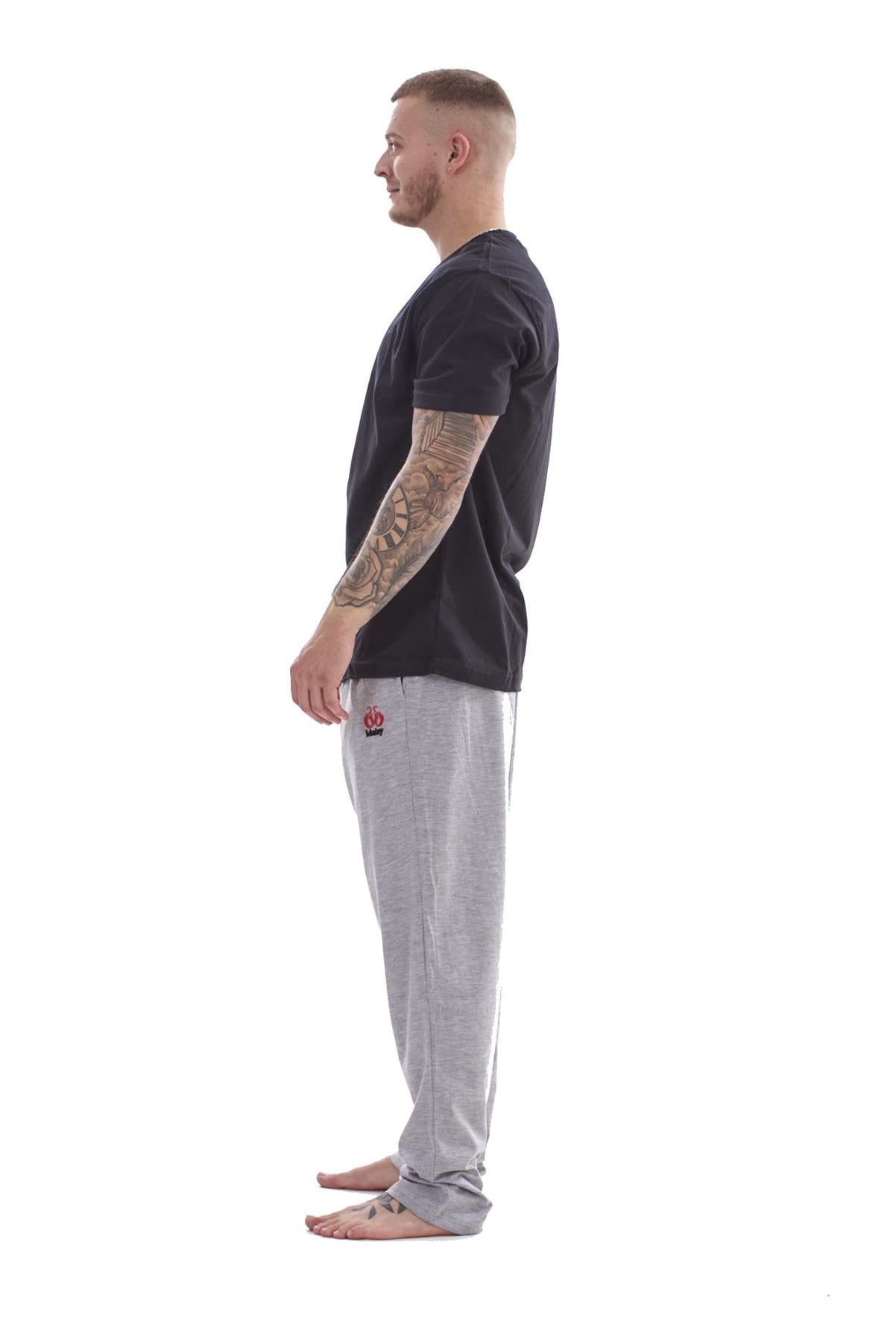 Mens Cotton Pyjama Set Jersey Top Pants Lightweight Loungewear Nightwear M-XXL