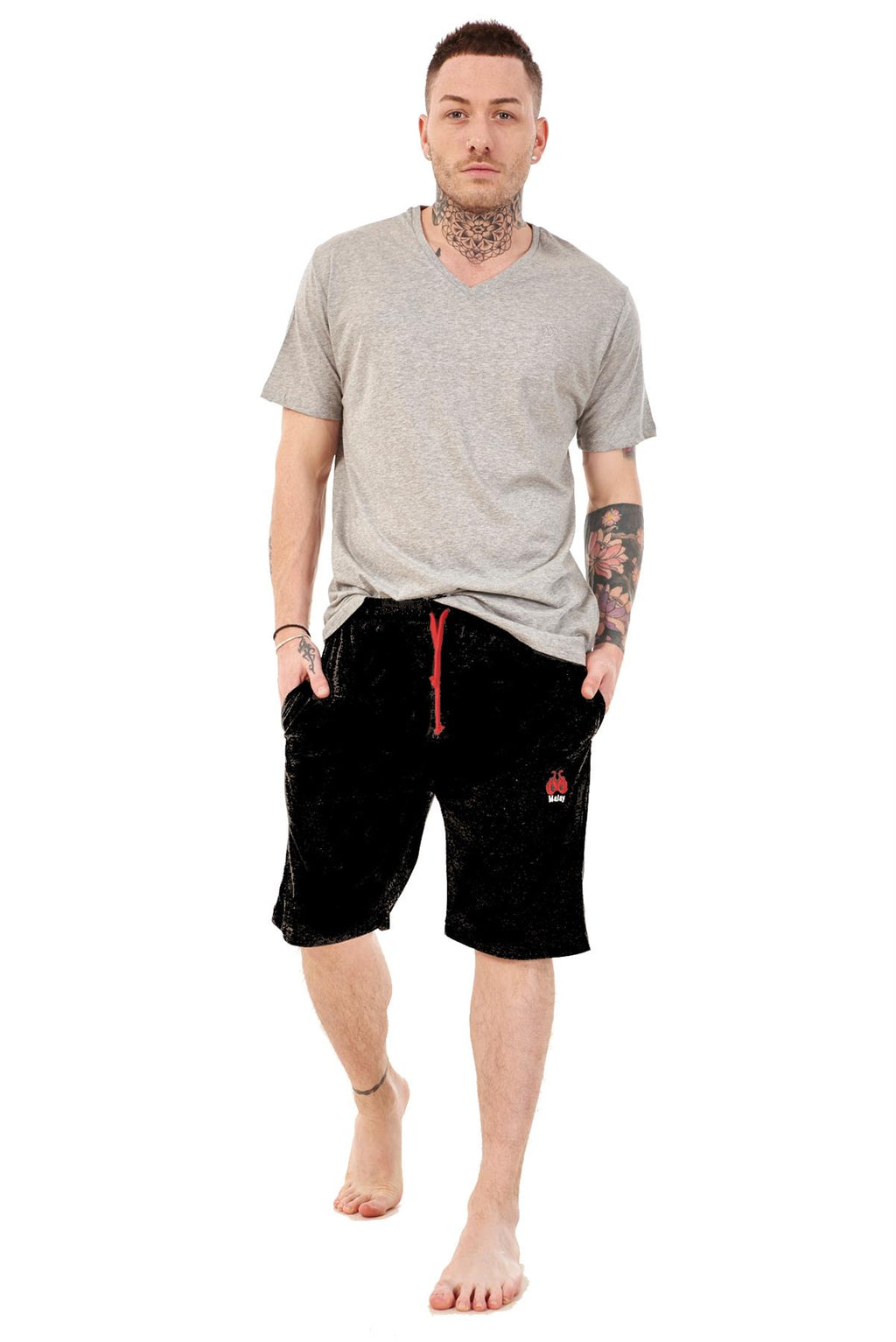 Mens Summer V-Neck T-Shirt & Shorts Set Lounge Gym Casual Tracksuit Outfit