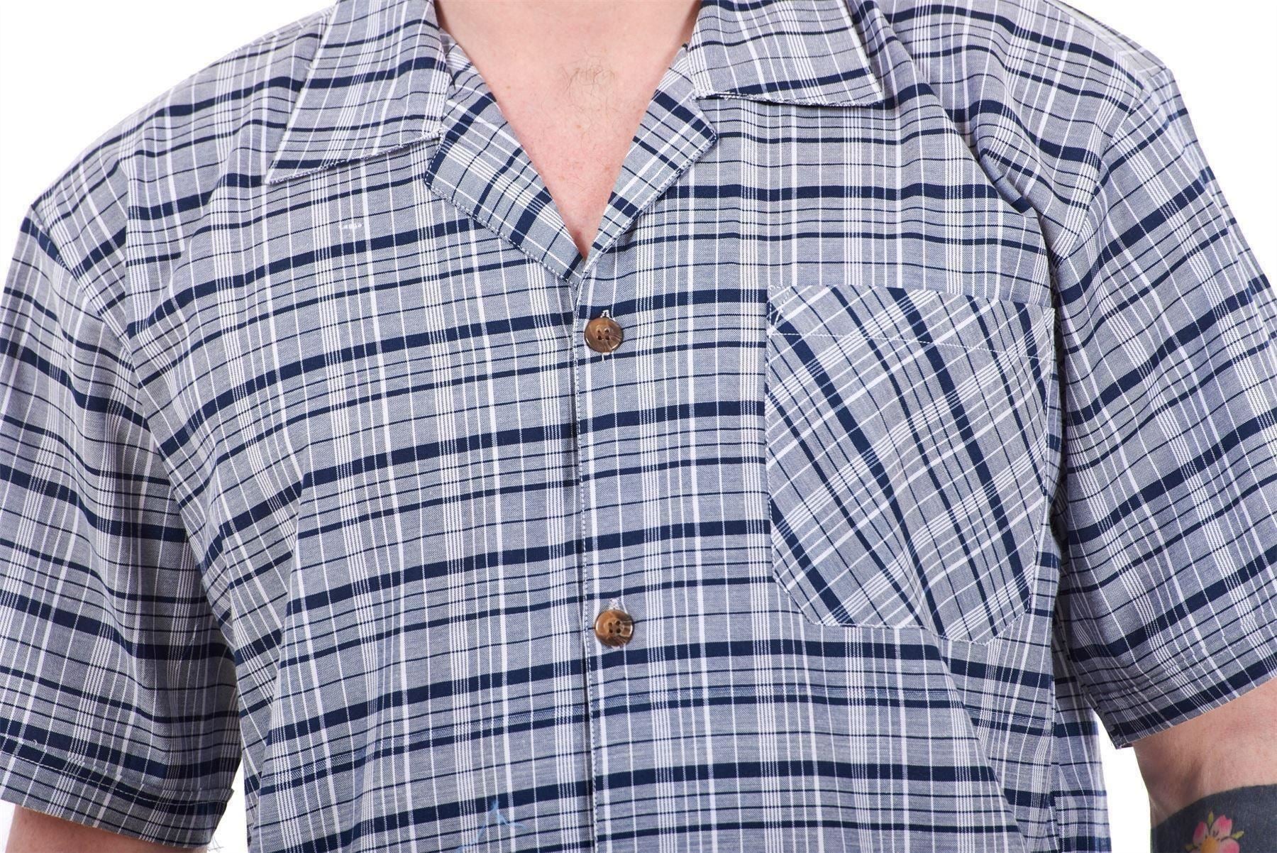 Mens Yarn Dyed Woven Pyjama Set Regular Big Size Check Cotton Blend Shorts M-5XL