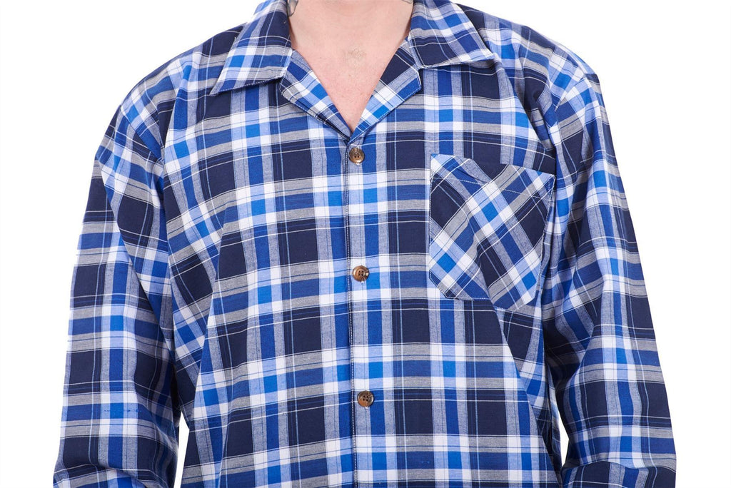 Mens Pyjama Set Yarn Dyed Woven Check Cotton Blend Loungewear Regular Big Size
