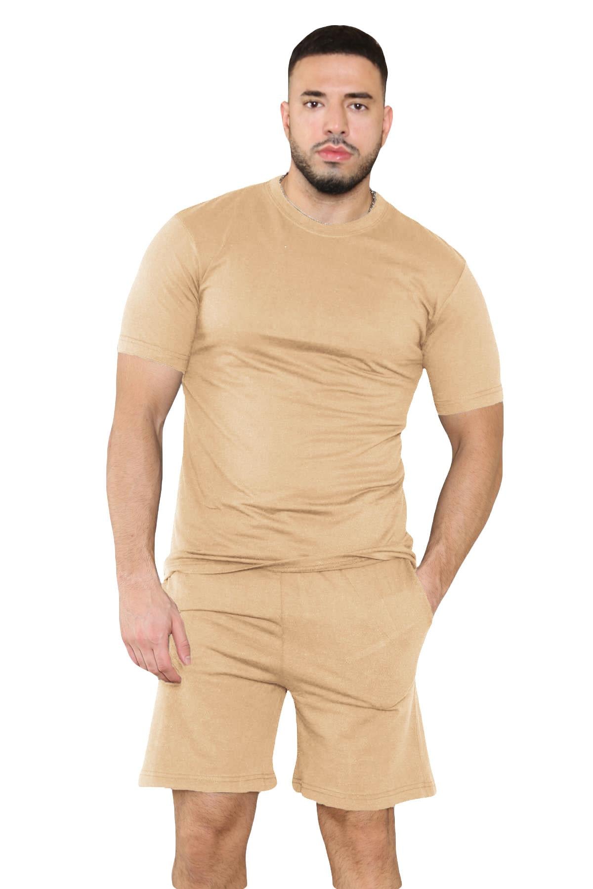 Mens Pyjamas T Shirt Shorts Set Nightwear Loungewear Short Sleeve Pjs Size S-XL