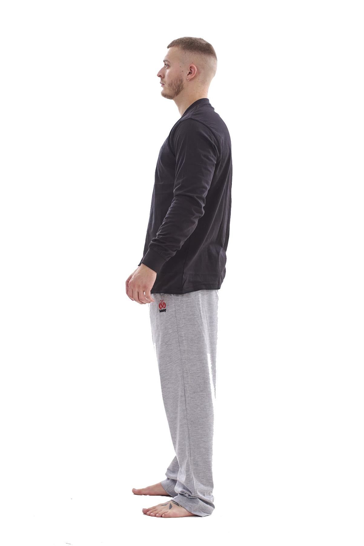 Mens Pyjama Set Cotton Jersey Henley Top Loungewear Lightweight Nightwear M-XXL