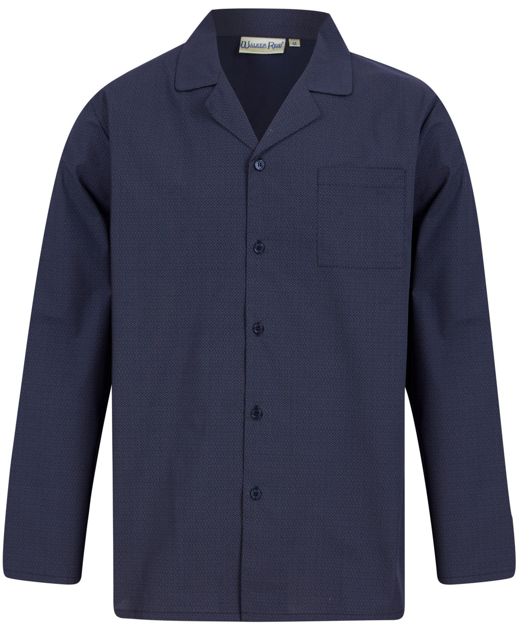 Walker Reid Mens Navy Geometric Leaf Pyjamas Traditional Long Sleeve Button PJs