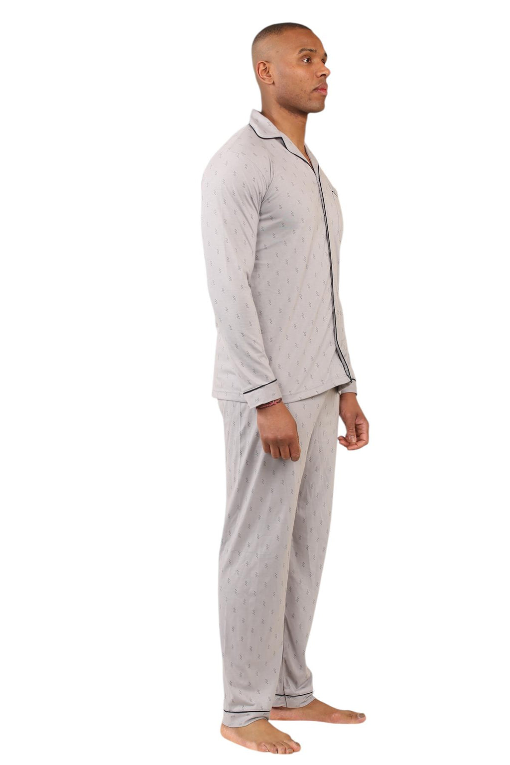Mens Classic Assorted Long Sleeve Pyjama Set Soft Touch Button Up Nightwear