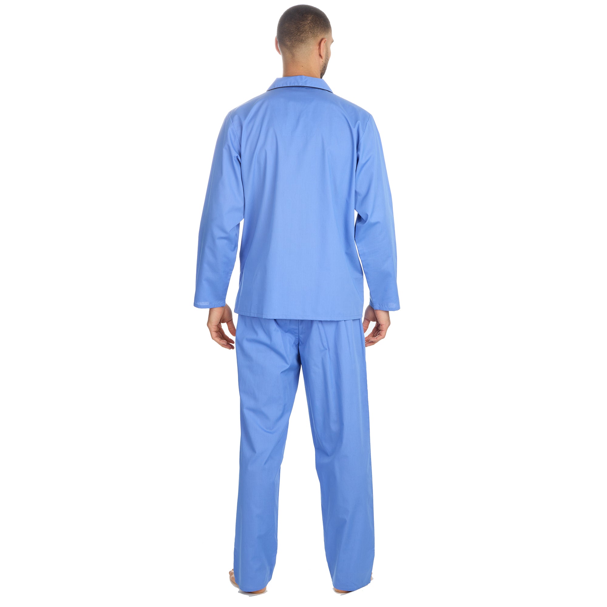 Mens 2-Piece Lounge Set Long Sleeved Shirt Long Pants Set Flannel PJs Loungewear