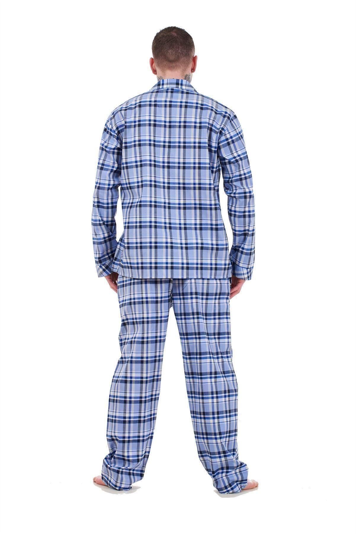 Mens Pyjama Set Yarn Dyed Woven Check Cotton Blend Loungewear Regular Big Size