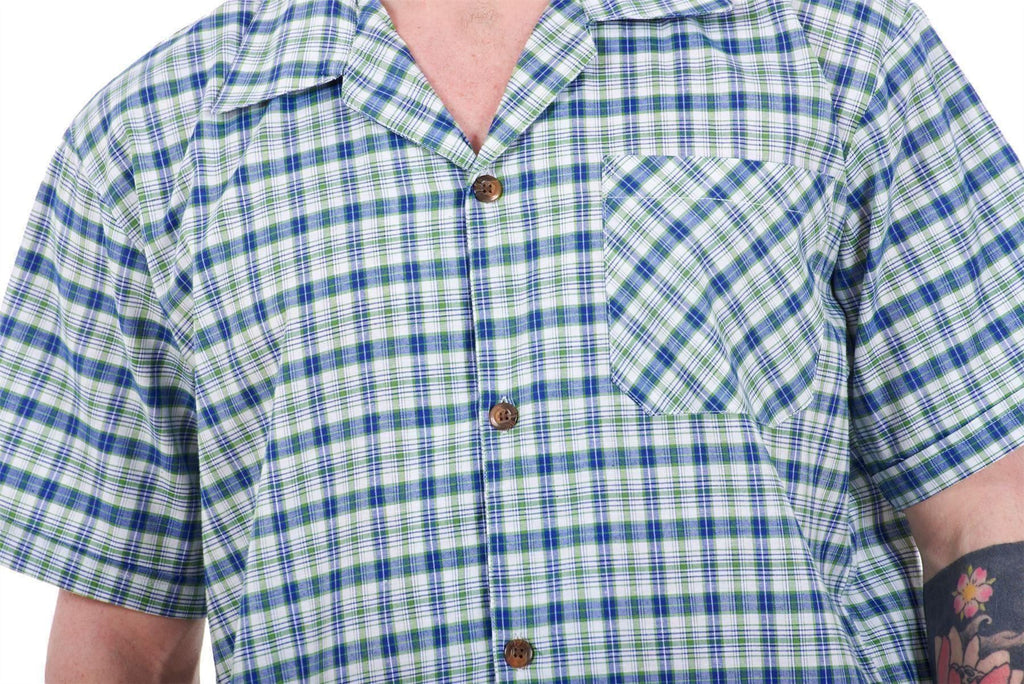 Mens Yarn Dyed Woven Pyjama Set Regular Big Size Check Cotton Blend Shorts M-5XL