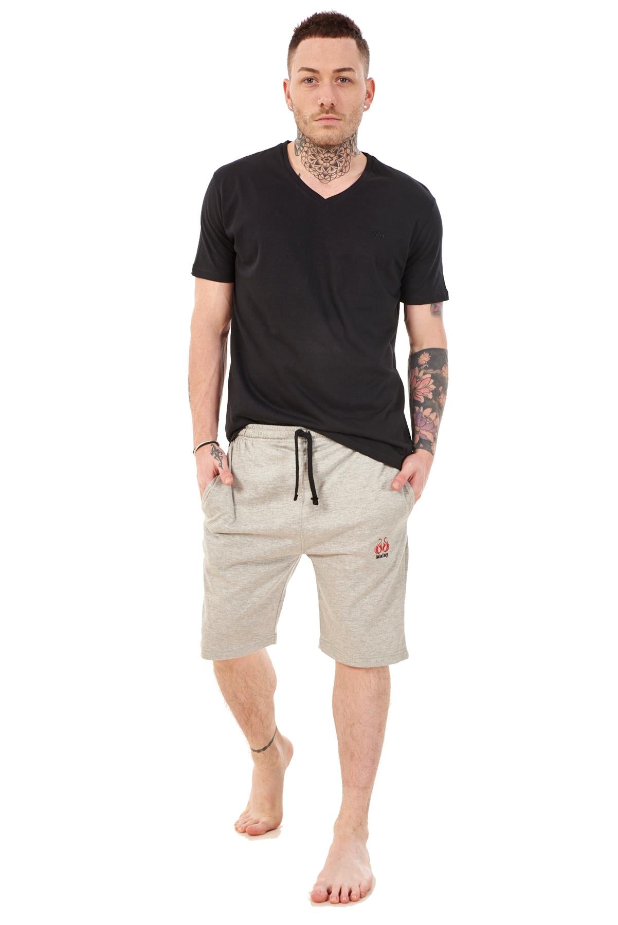 Mens Summer V-Neck T-Shirt & Shorts Set Lounge Gym Casual Tracksuit Outfit