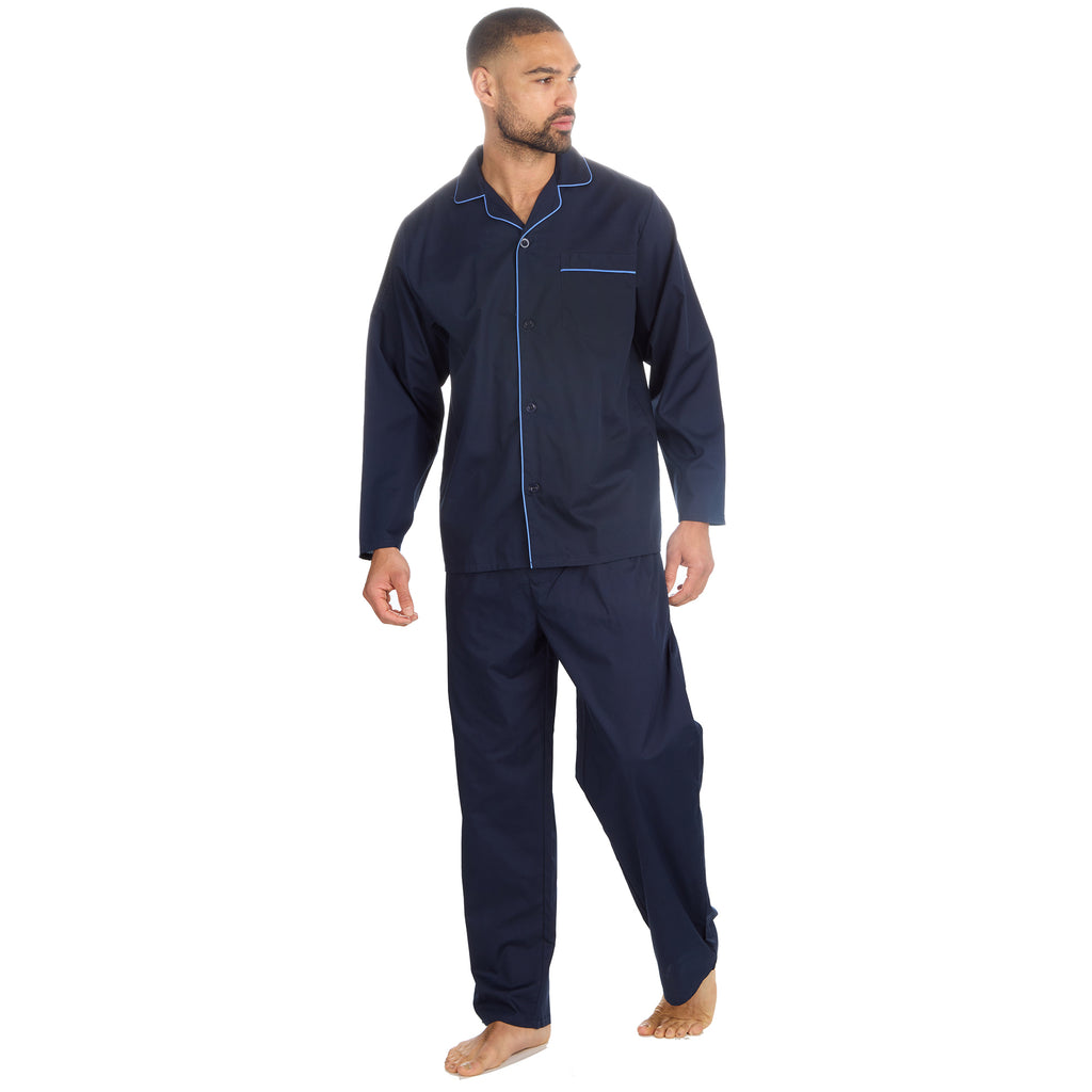 Mens 2-Piece Lounge Set Long Sleeved Shirt Long Pants Set Flannel PJs Loungewear