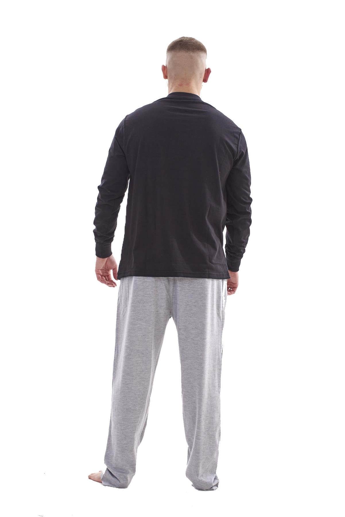 Mens Pyjama Set Cotton Jersey Henley Top Loungewear Lightweight Nightwear M-XXL