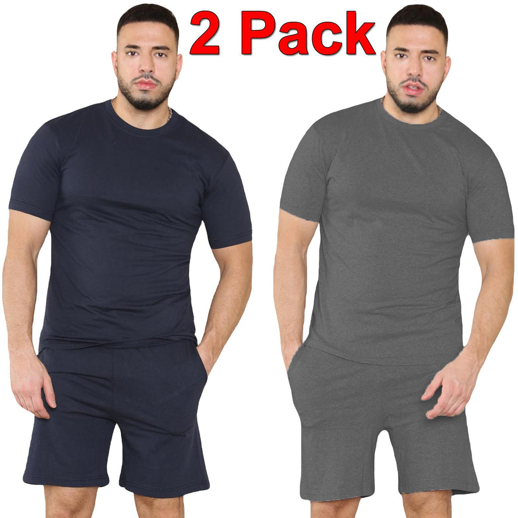 Mens Pyjamas Shorts Set Short Sleeve Nightwear Pjs Loungewear Cotton Size S-XL