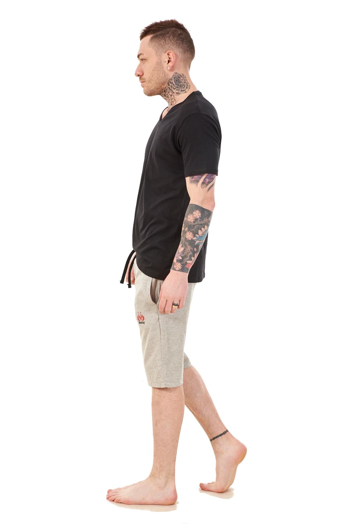 Mens Summer V-Neck T-Shirt & Shorts Set Lounge Gym Casual Tracksuit Outfit