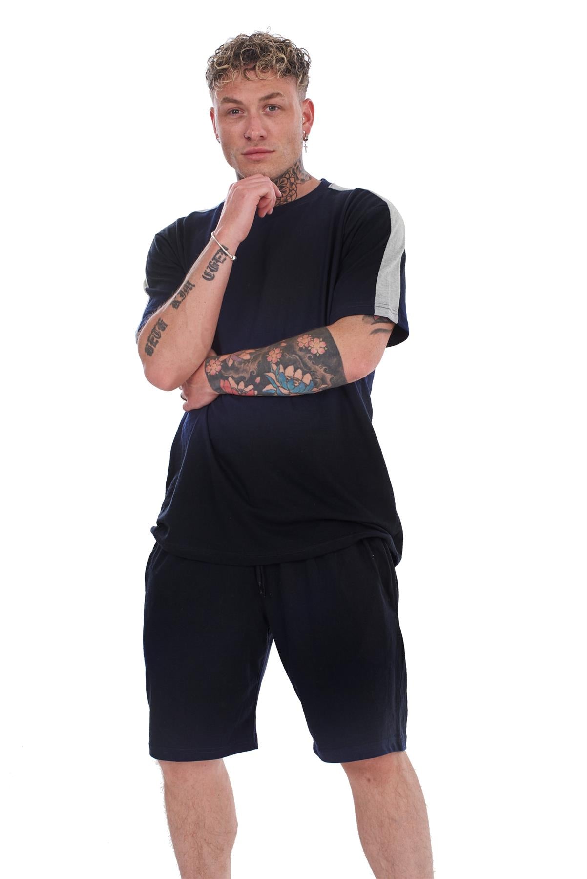 Mens Summer Tracksuit Set T-Shirt & Shorts 2 Piece Lounge Gym Outfit S-XXL