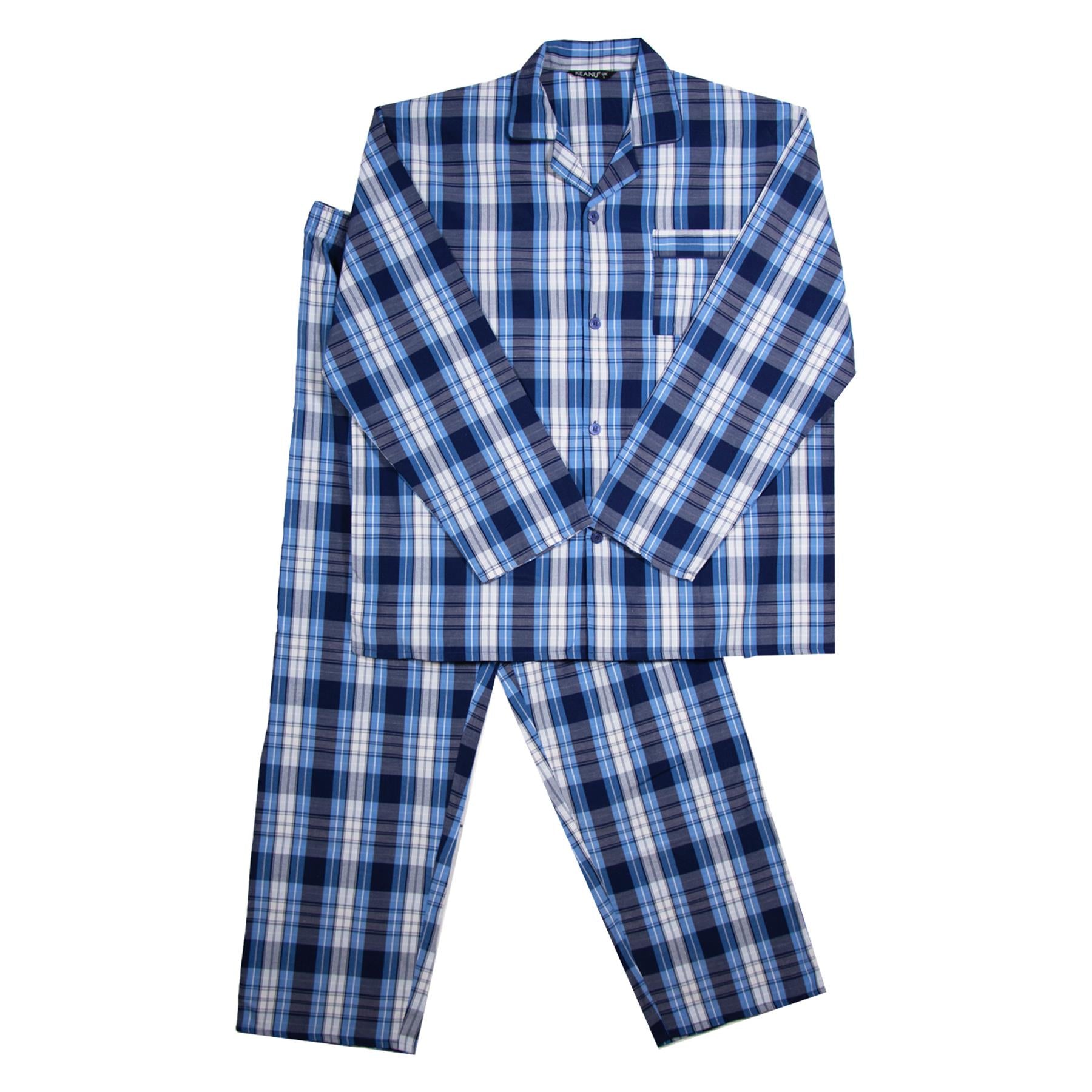 Mens  Oxford Woven Polycotton Plain Pyjama Set Nightwear Sizes S - 2XL