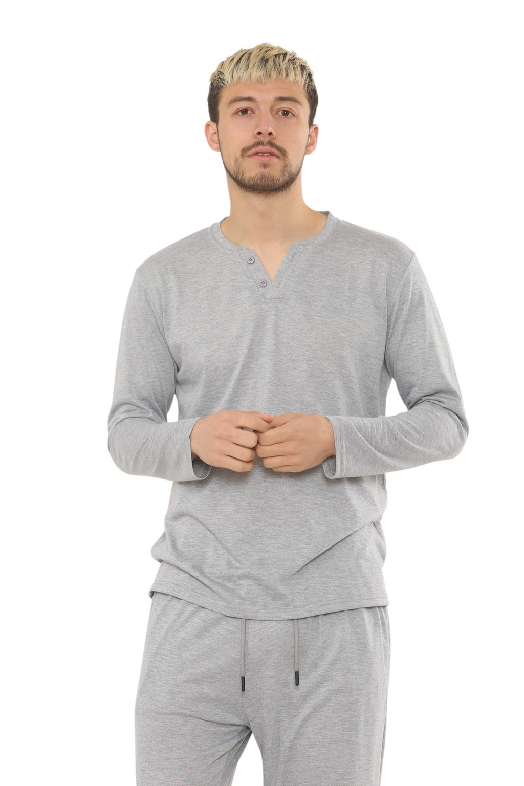 Mens Jersey Pyjama Set Long Sleeve Lounge Sleepwear Loungewear M to XXL