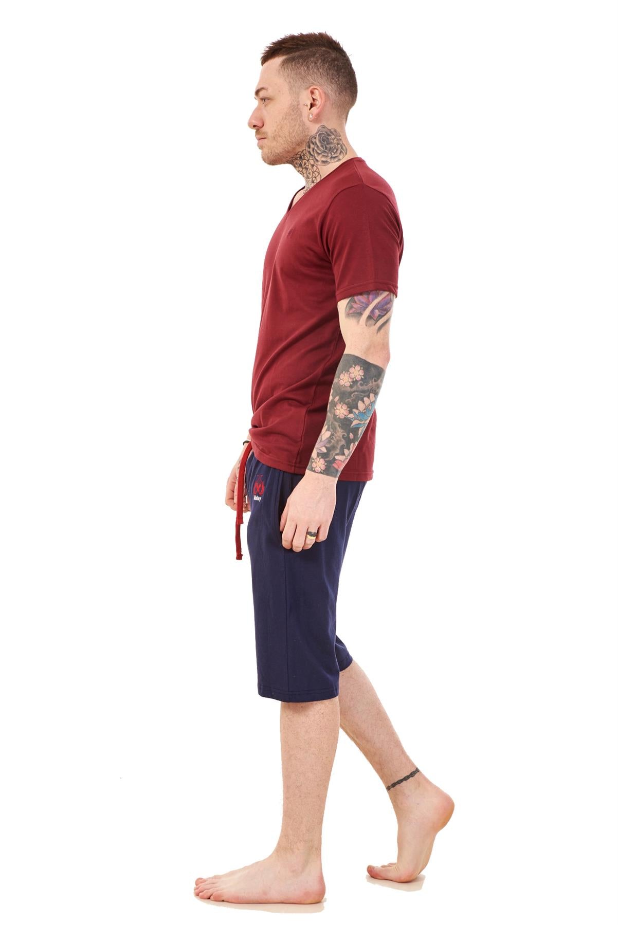 Mens Summer V-Neck T-Shirt & Shorts Set Lounge Gym Casual Tracksuit Outfit