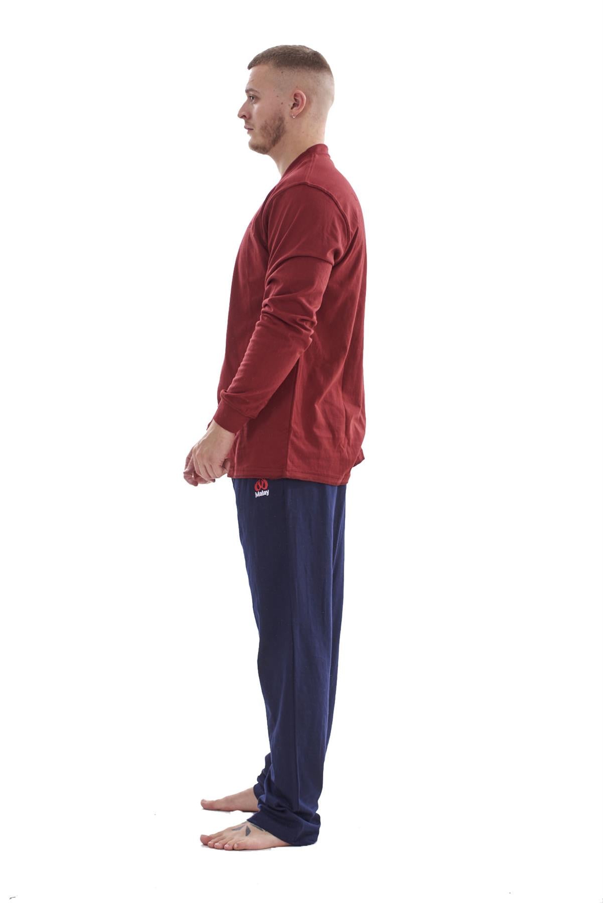 Mens Pyjama Set Cotton Jersey Henley Top Loungewear Lightweight Nightwear M-XXL