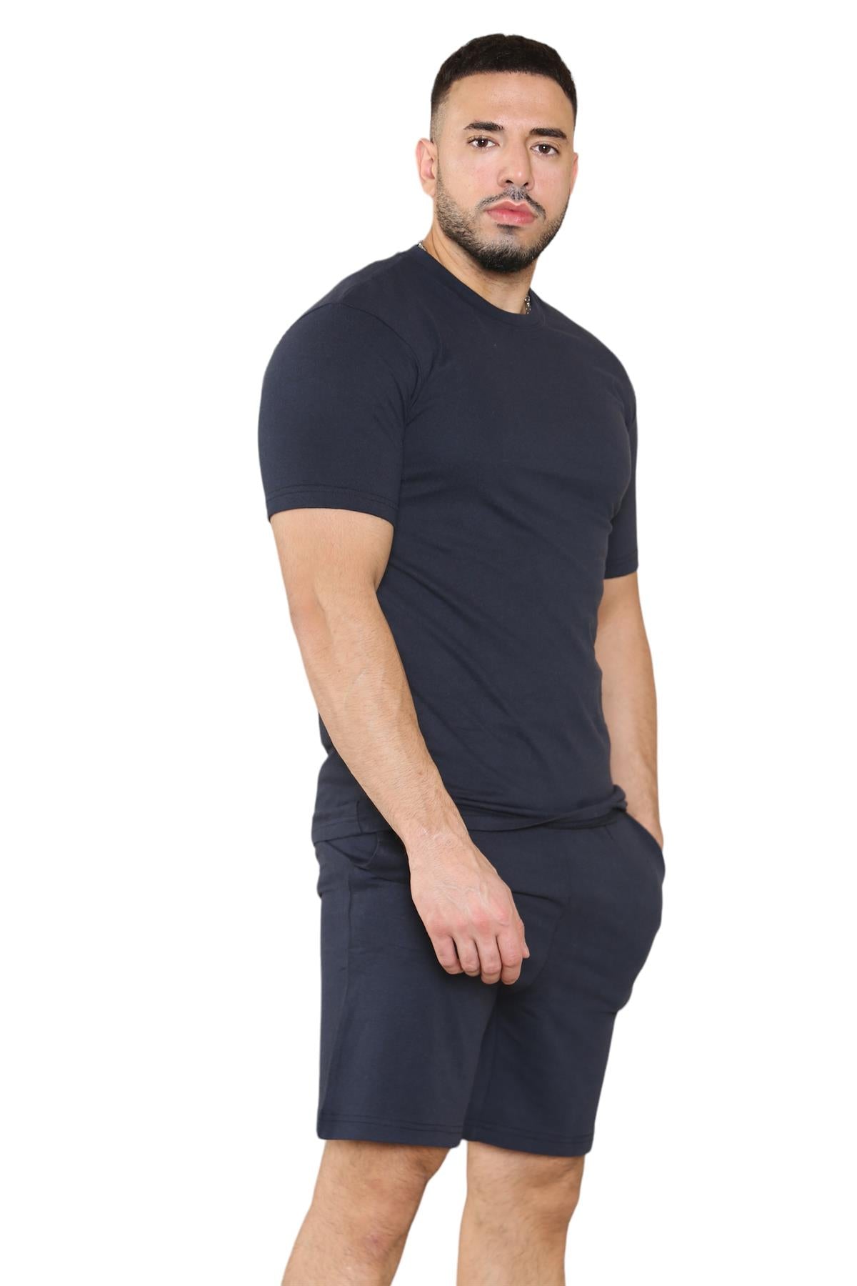 Mens Pyjamas Shorts Set Short Sleeve Nightwear Pjs Loungewear Cotton Size S-XL