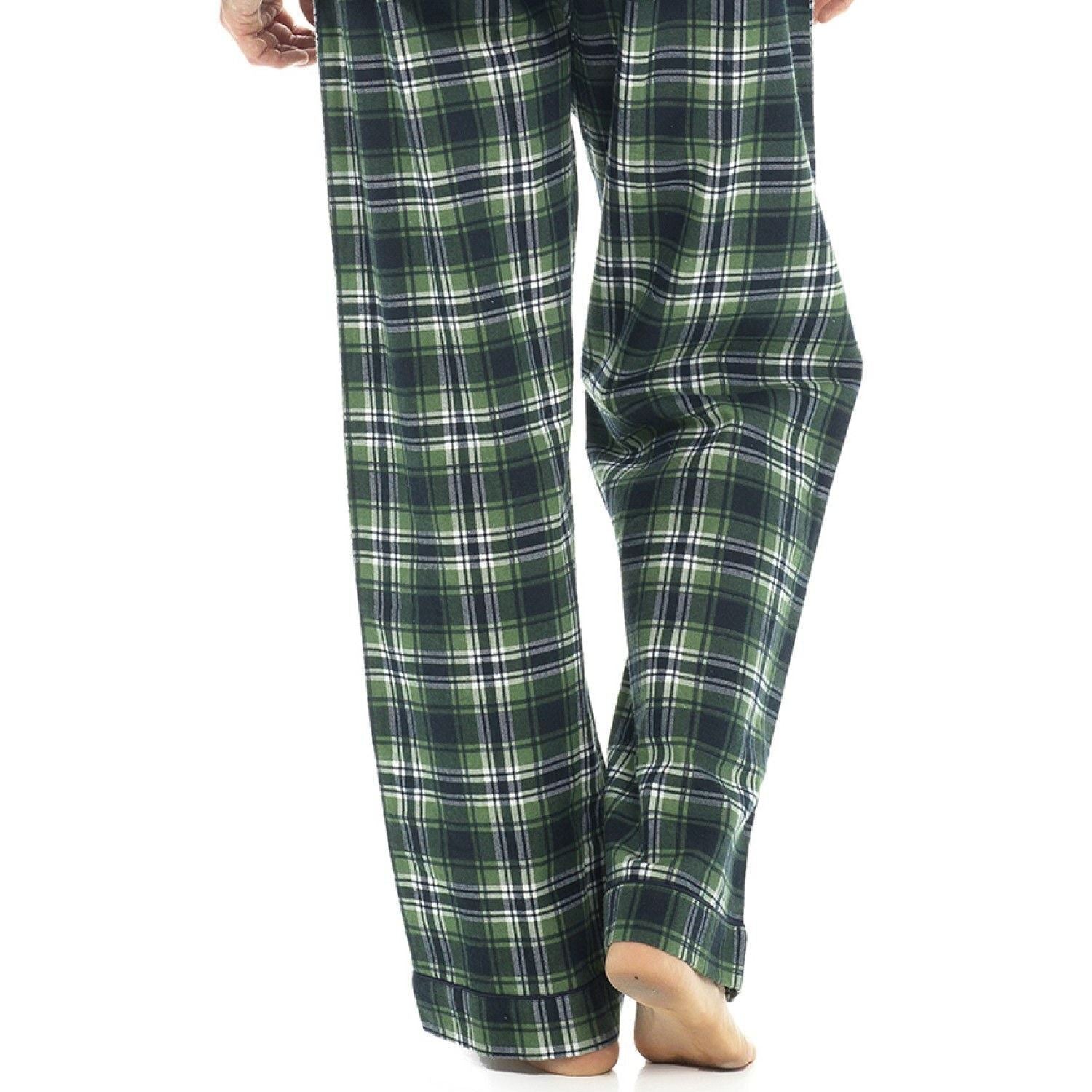 Mens 100% Brushed Cotton Flannel Check Stripe Pyjamas Pyjama Set Traditional PJs
