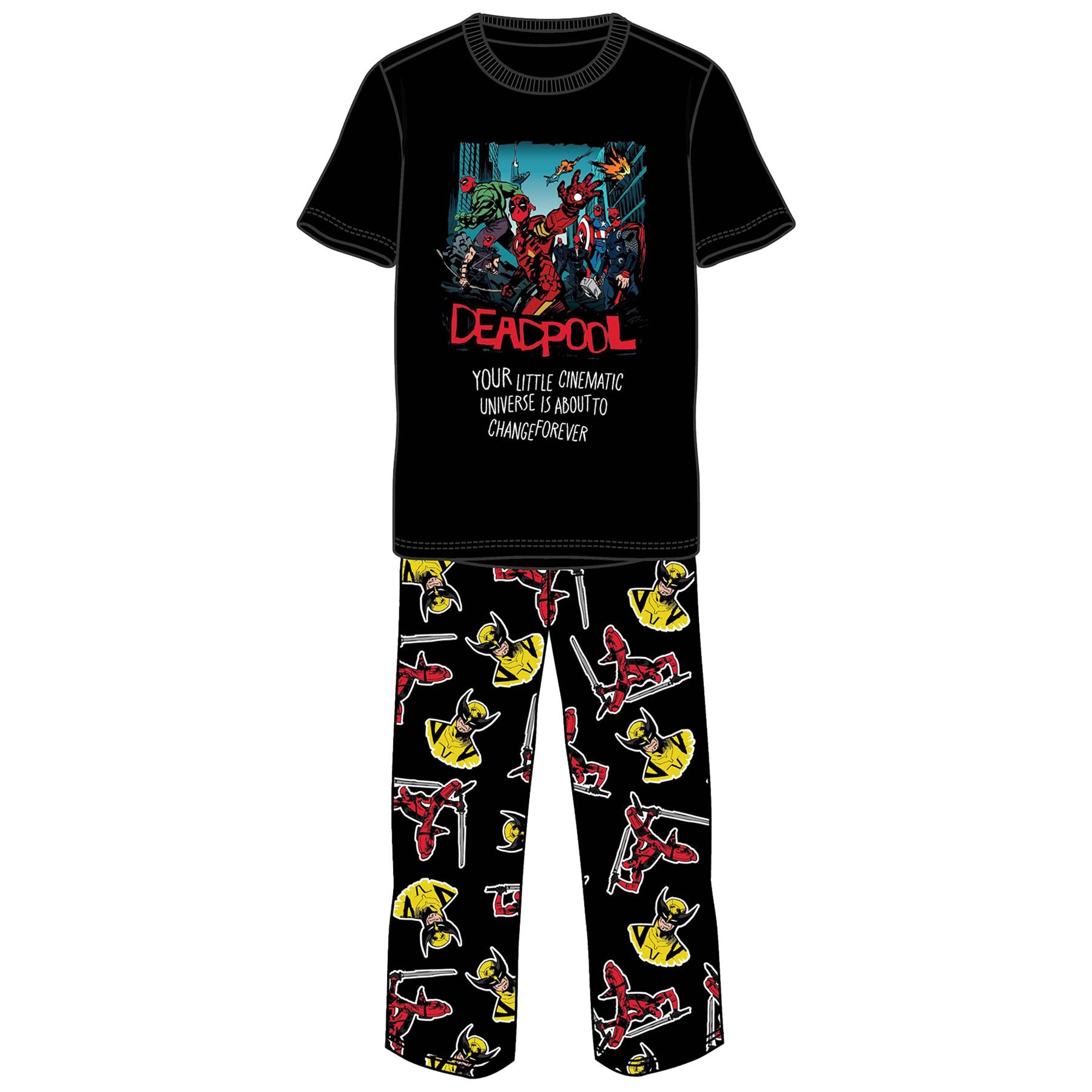 Mens Marvel Character Cotton Pyjamas Lounge Set Size S - 2XL