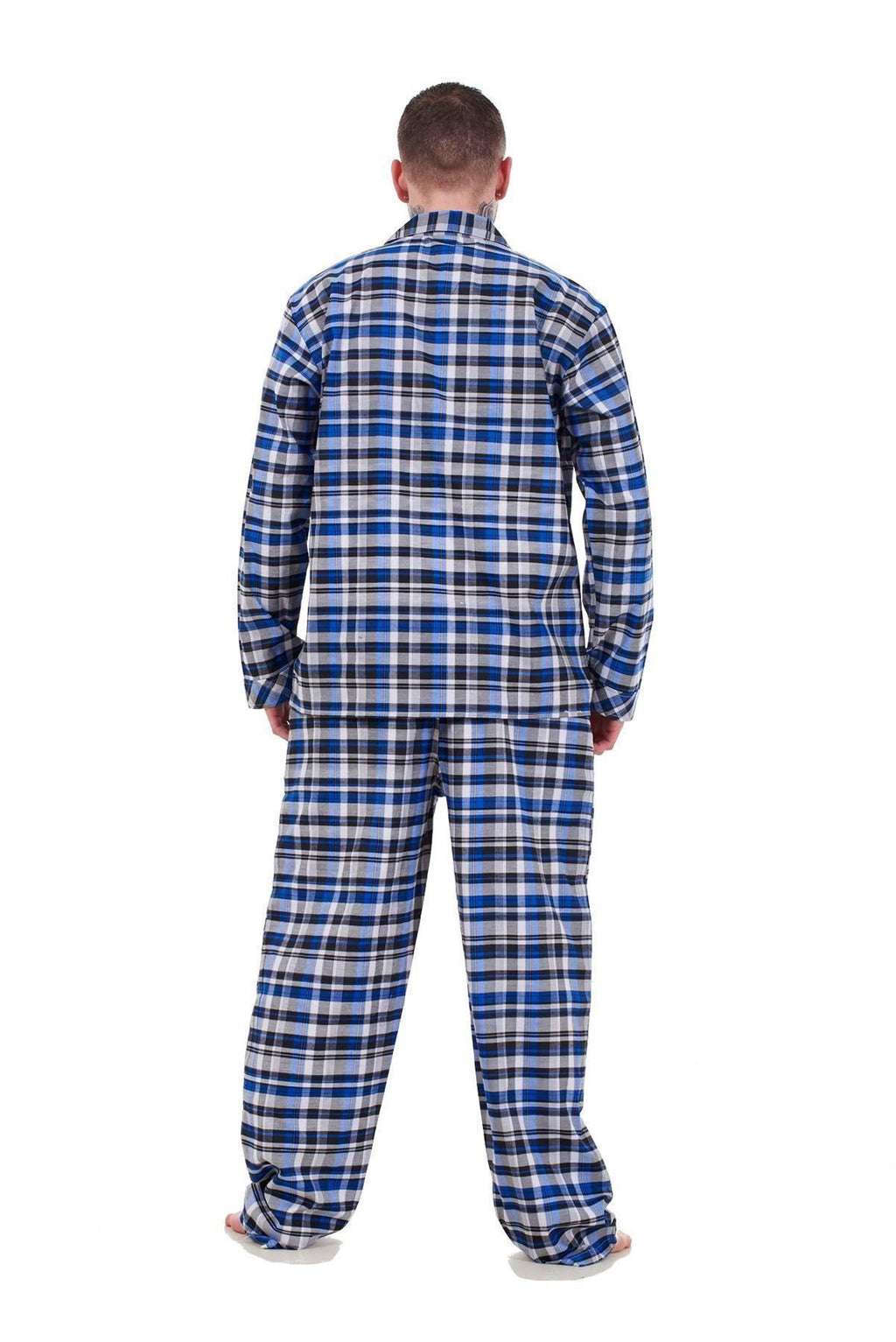 Mens Pyjama Set Yarn Dyed Woven Check Cotton Blend Loungewear Regular Big Size