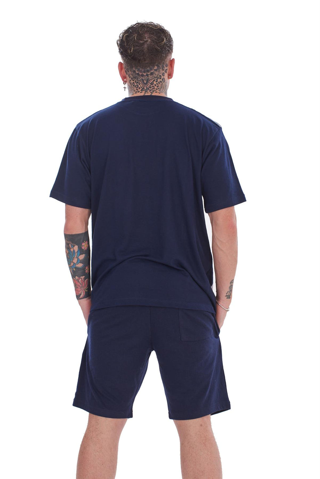 Mens Contrast Panel T-Shirt & Shorts Set Summer Tracksuit 2 Piece loungewear