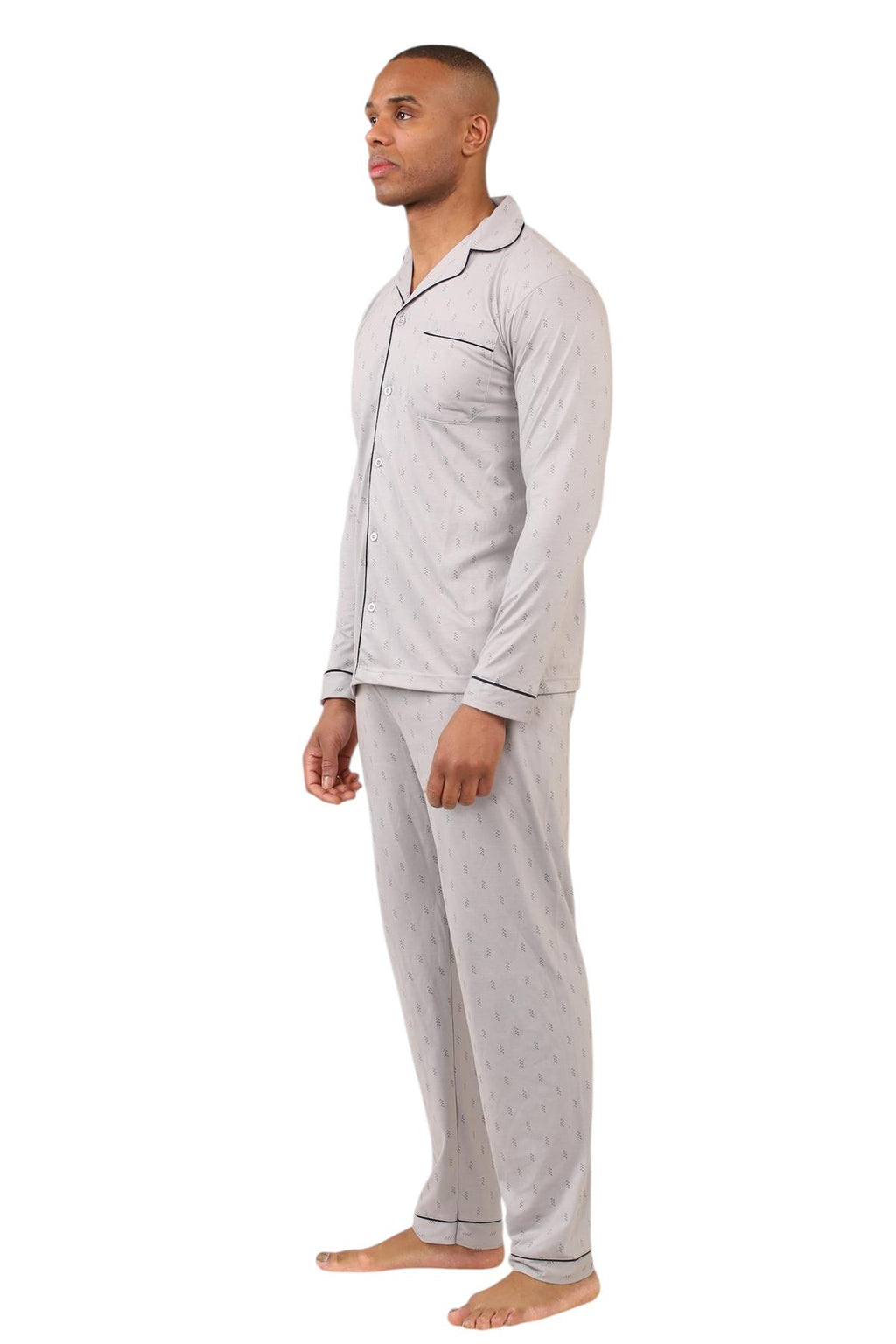 Mens Classic Assorted Long Sleeve Pyjama Set Soft Touch Button Up Nightwear