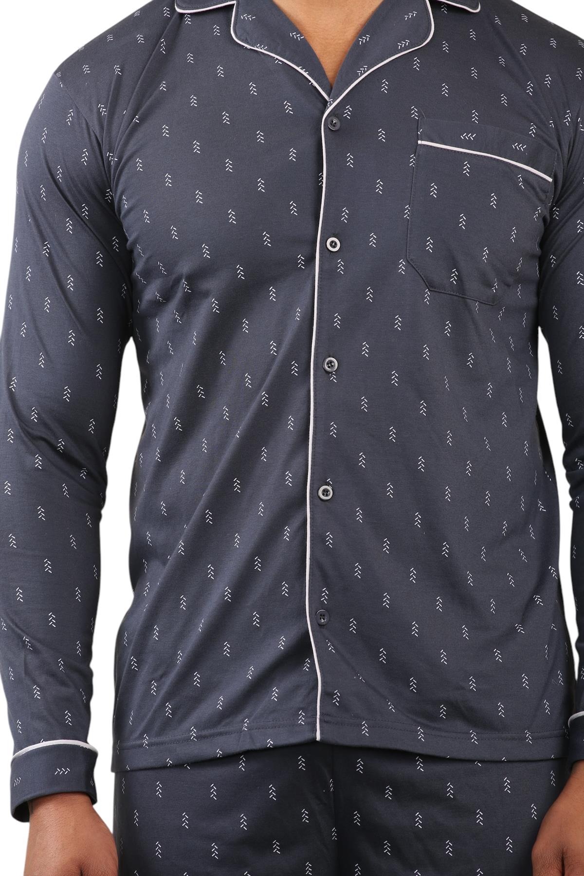 Mens Classic Assorted Long Sleeve Pyjama Set Soft Touch Button Up Nightwear