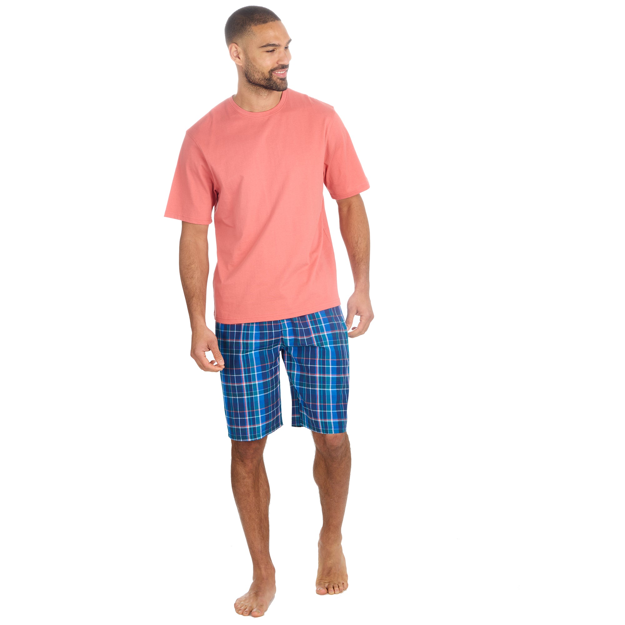 Mens 2-Piece Pyjama Set Short Sleeve T-Shirt Bottoms Loungewear Set S M L XL XXL
