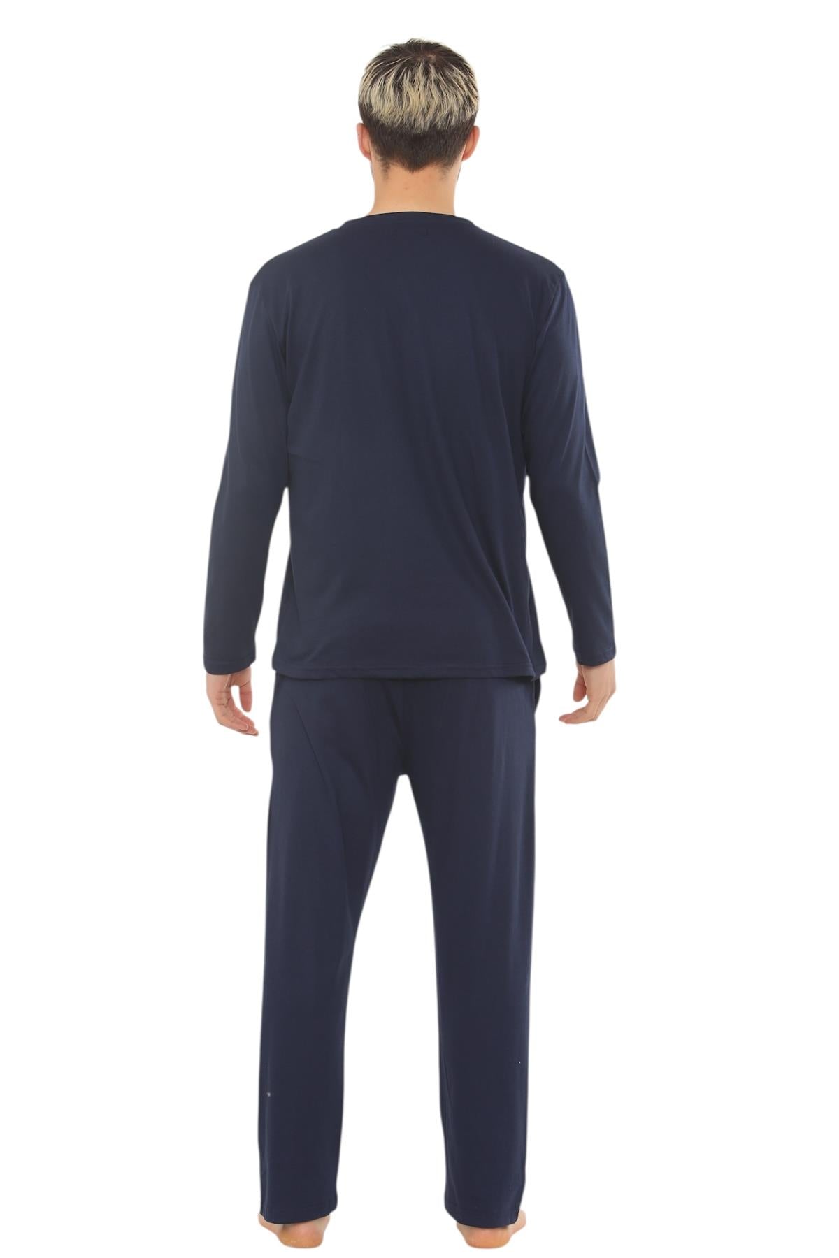 Mens Jersey Pyjama Set Long Sleeve Lounge Sleepwear Loungewear M to XXL