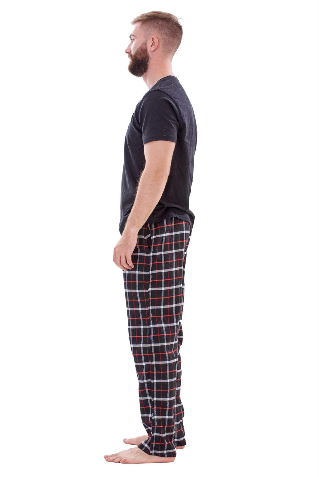 Mens Flannel Pyjama Set Brushed Cotton Check Jersey Top Loungewear Lightweight