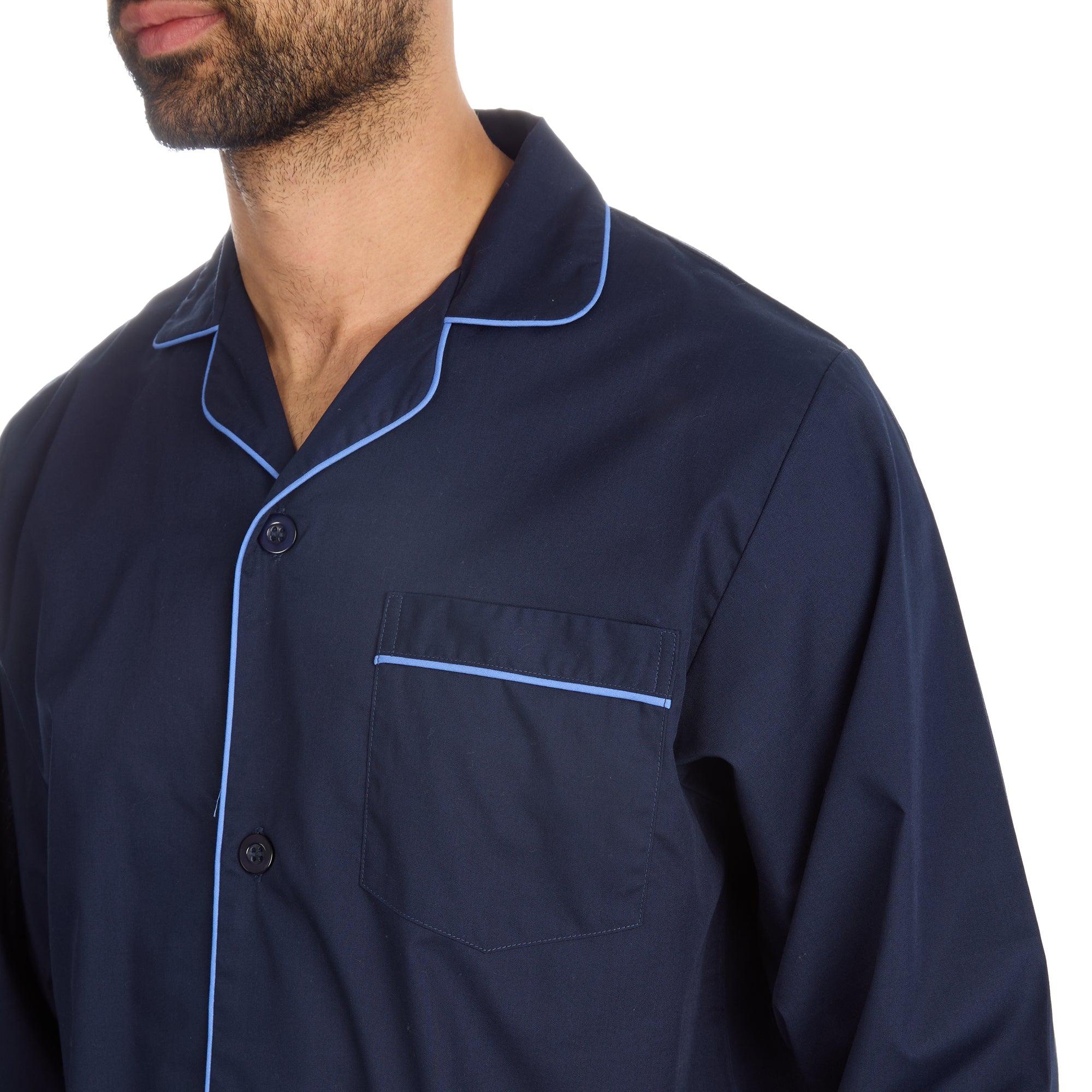 Mens 2-Piece Lounge Set Long Sleeved Shirt Long Pants Set Flannel PJs Loungewear