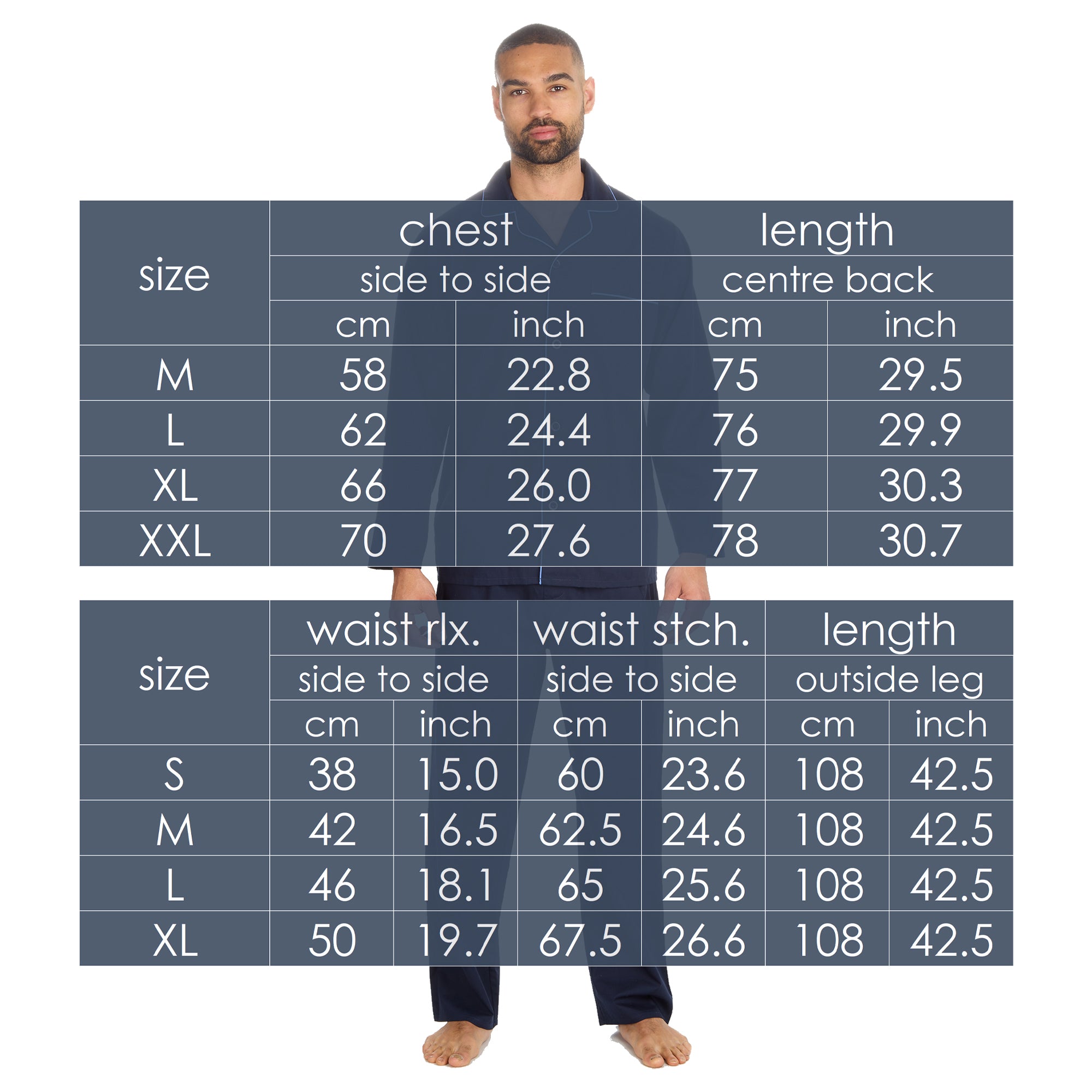 Mens 2-Piece Lounge Set Long Sleeved Shirt Long Pants Set Flannel PJs Loungewear
