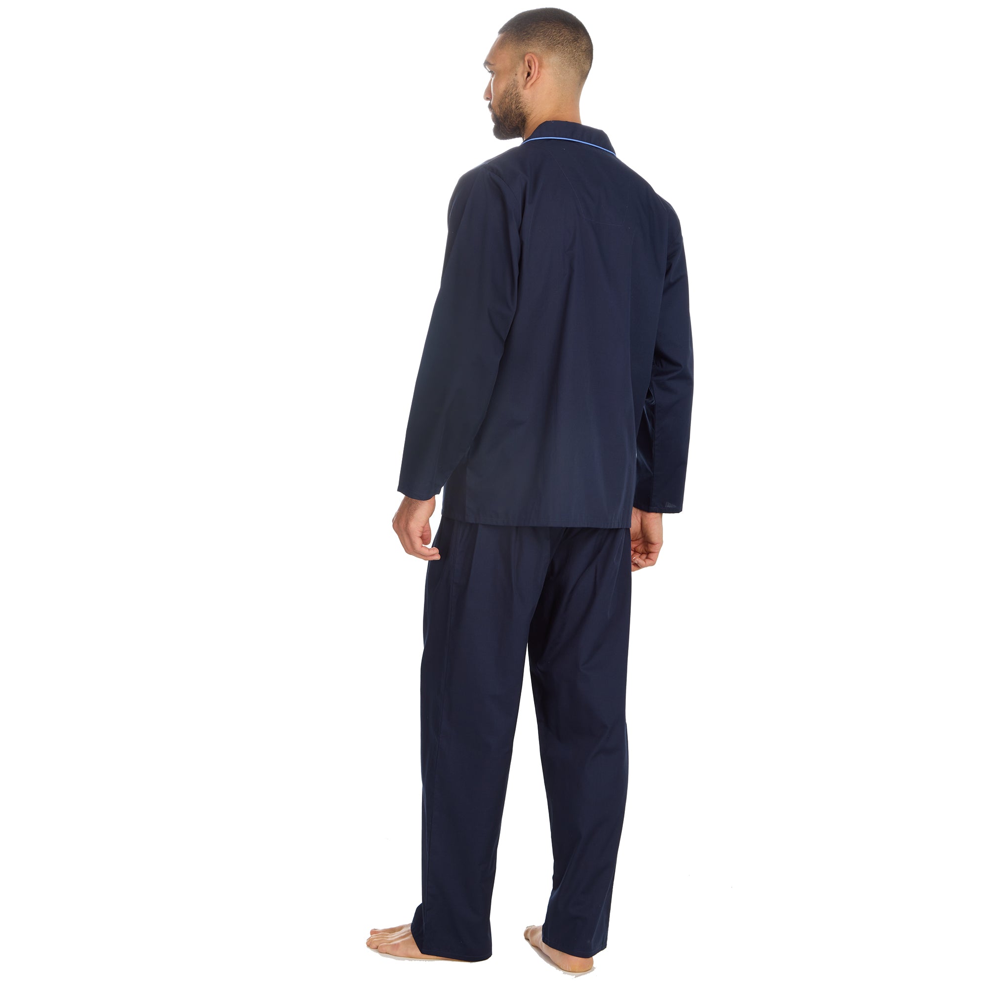 Mens 2-Piece Lounge Set Long Sleeved Shirt Long Pants Set Flannel PJs Loungewear