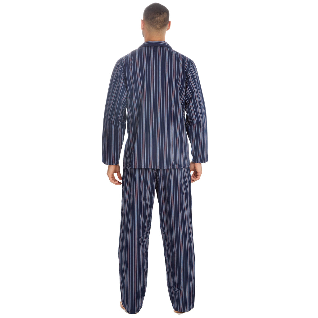 Mens 2-Piece Lounge Set Long Sleeved Shirt Long Pants Set Flannel PJs Loungewear